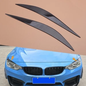 2x Carbon Fiber Headlight Eyebrows Eye Lid Cover fit for BMW F80 M3 F83 2012-16 - Picture 1 of 6