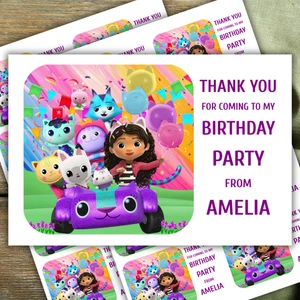 GABBY'S DOLLHOUSE STICKERS personalised thank you for party bags - Picture 1 of 3