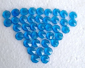 Antiguo cristal vidrio octágono cuentas araña azul decoración. Pack de 40 piezas - Imagen 1 de 11