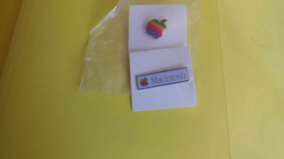 Apple Macintosh Vintage Lapel Pin and one Rainbow Apple Pin - Image 1 of 1