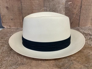 Vintage Stetson Spielerhut Shantung Panama Gr. 7 1/8. 57. Made in USA mit Etikett - Bild 1 von 15