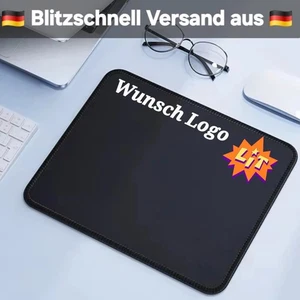 Wunsch Logo Mauspad Mouse Pad 25×20cm Elegant Antirutsch Schwarz - Picture 1 of 6