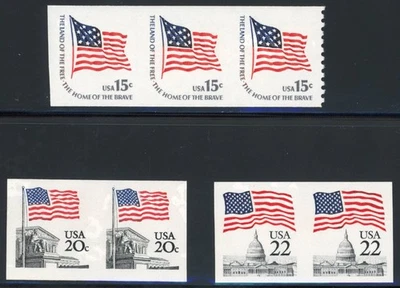 United States 1978-85 Scarce Lot of Flag Errors Imperforate Pairs Mint XF OG NH - Image 1 of 2