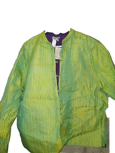 Asian-style Womens Jacket Lime Green Silk Long Sleeve XXL new - Picture 1 of 6