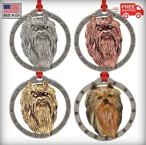 Adorno de árbol de Navidad Creative Pewter Designs perro Yorkie, D196OR - Imagen 1 de 6
