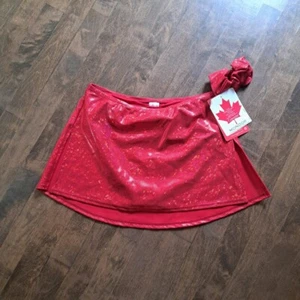 Mondor new figure skating skirt adult large red shinny sparkling flat NWT - Picture 1 of 4
