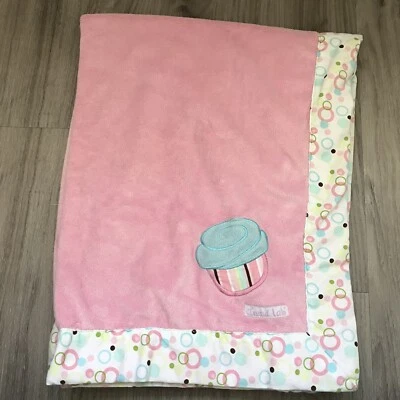 Trend Lab Pink Cupcake polka dot plush Baby Blanket Lovey - Image 1 of 4