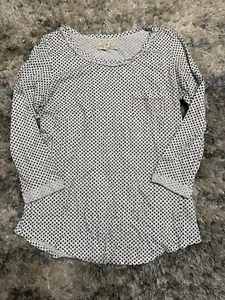 t. la anthropologie Floral White Black Blouse Sz Small Top Shirt - Picture 1 of 4