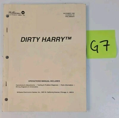 DIRTY HARRY - Pinball Manual - WILLIAMS - OEM Original - Coin Op - Image 1 of 2