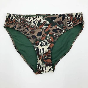 Nicole Miller Women's Bikini Bottoms 6 Swimsuit Jungle Animal Print Cheeky Brown - Picture 1 of 8
