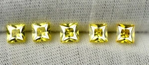 Lotto 5 Pezzi Zaffiro Giallo 2,95 Ct/3mm Taglio Quadrato Naturale Certificato GM30 - Foto 1 di 8