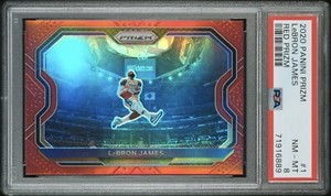 2020-21 PANINI PRIZM LEBRON JAMES #1 KOBE TRIBUTE RED PRIZM 235/299 PSA 8 NM-MT