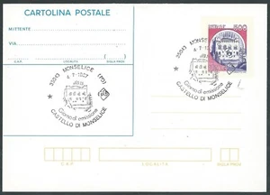 1987 ITALIA CARTOLINA POSTALE CASTELLO MONSELICE 500 LIRE ANNULLO FDC - I - Picture 1 of 1