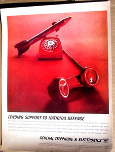 General Telephone Electronics GTE Red Phone Defense Vtg 1963 Print Ad 10 x 14" - Picture 1 of 3