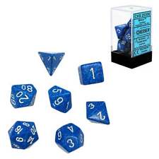 Chessex Water Speckled Polyhedral 7-Die Dice Set (Blue and Aqua/White)