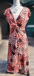 Lady Hathaway Damen A-Linie Midi tiefer V-Ausschnitt gemustert Kleid Größe 8 - Bild 1 von 6