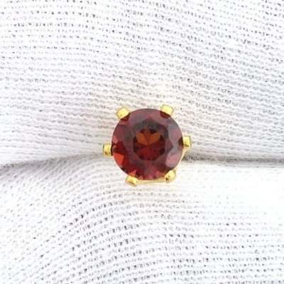 6mm Round Natural Bright Garnet Gemstone Gem Stone Goldplated Tie Tack ESTT112 - Image 1 of 2
