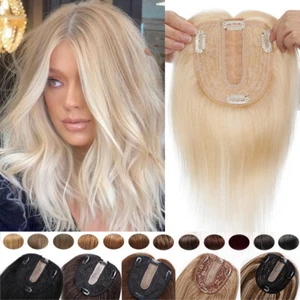 100% Remy Human Hair Topper Toupee Clip In Women Hairpiece Silk Base For Wiglets - Picture 1 of 44