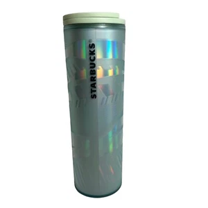 Starbucks Holographic Iridescent Green Soft Touch Tumbler Cup Mug Lid 16 oz - Picture 1 of 9