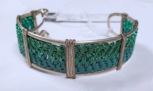 jewelry woven enamel w/ sterling silver frame artisan-made, 2.2" dia 3/4" W $40 - Picture 1 of 3