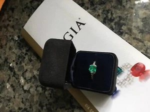 EMERALD / DIAMOND  14K RING -GIA CERT.-F1 -1.35 Colombian Must See 👍 - Picture 1 of 14