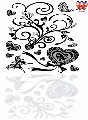 LUV TO BUY LTD Hermosas pegatinas de pared corazón con brillo plateado y diamantes de imitación-S014