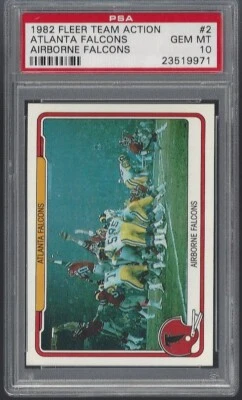 1982 Fleer Team Action #2 Atlanta Falcons Airborne Falcons PSA 10 Gem Mint 19971 - Image 1 of 4