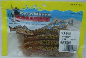 Bass Assassin SSA25377 4" Sea Shad 10 Pk New Penny - Picture 1 of 2
