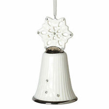 Inspiring Traditions Christmas Snowflake Bell Ivory Porcelain Glass Crystals 