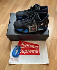 Supreme X Nike Air Jordan 14 retro Black Varsity Royal Mens UK Size 9. - Picture 1 of 12