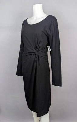 Old Navy Maternity NWT Black Side Twist Dress Boat Neck Long Sleeve Stretch XL - Image 1 of 4