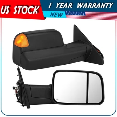 ?黑色动力加热外侧视镜套装 LH&RH 适合道奇 Ram 2019-2022 — 第 1/4 张图片