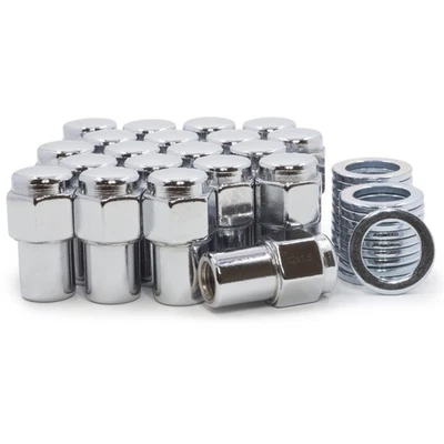 50 Lug Nuts 12x1.5 Chrome Flat Top Mag .75 Shank Standard Washers Foto 1 de 2