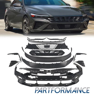 Fits 2024-2025 Elantra Korea Built Front Bumper Grille Kit without Camera Hole - Image 1 of 4
