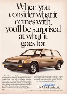 Honda Civic Hatchback 1984 Vintage Print Ad Brown Car Original - Picture 1 of 1