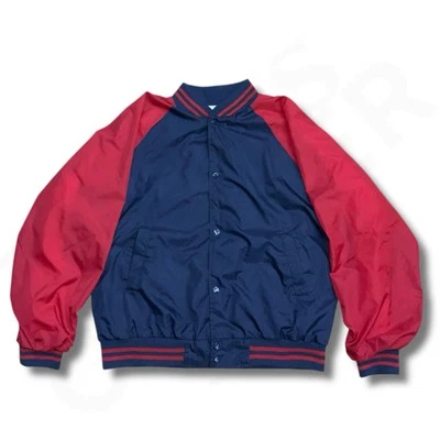Chaqueta cortavientos vintage Rainskins para hombre mediana roja azul bombardero a presión años 90 Foto 1 de 4