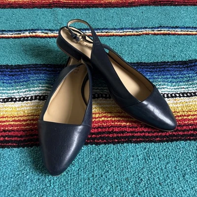 Talbots Zapatos Planos de Cuero Azul Marino Talla 7 Preppy Trabajo Oficina  Foto 1 de 4