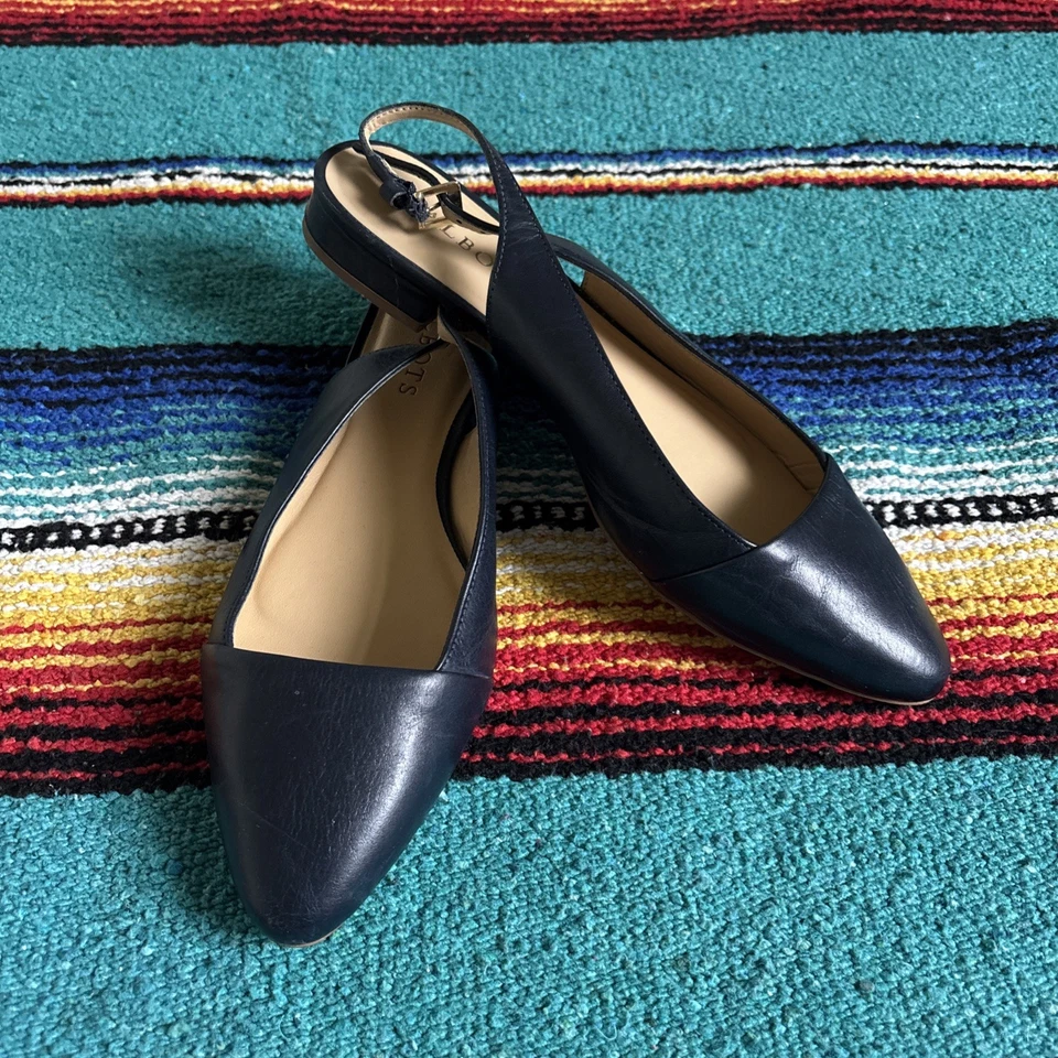Talbots Zapatos Planos de Cuero Azul Marino Talla 7 Preppy Trabajo Oficina  Foto 1 de 4