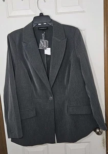 Lane Bryant The Bryant Blazer One Button Blazer Jacket Size 16 Gray Stretchy NWT - Picture 1 of 9