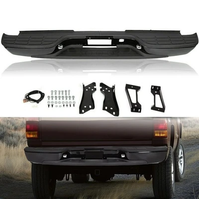 Complete Rear Step Bumper For 1999-2007 Chevy Silverado GMC Sierra 1500 Black - Image 1 of 4