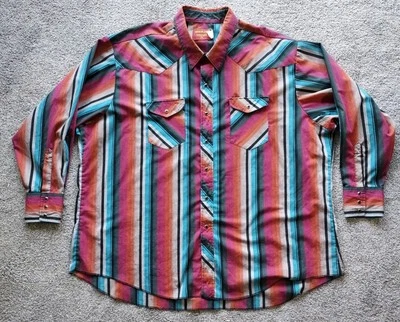 Camisa Rustler Western Para Hombre 20x34/35 Negra Perla A Presión Rayas Rodeo X-Cola Larga Foto 1 de 4