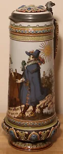 Niederländischer Stadtrat & Bardame von Mettlach 2,4 L Deutscher Bierkrug Antik # 2065 - Bild 1 von 6