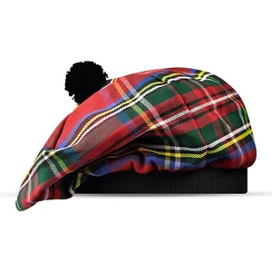 Scottish Tartan Caps Tam o Shanter Highand Cap with Pom Pom in Different Tartans - Picture 1 of 5