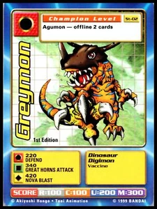 Digimon 1st Edition Champion Greymon St-02 1999 NM/LP - Picture 1 of 2