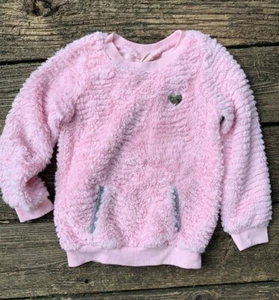 SALE @ JUICY COUTURE Pink & Silver Fuzzy Fleece Sweater Shirt Girl Sz 5 ❤️sj17j4 - Picture 1 of 9