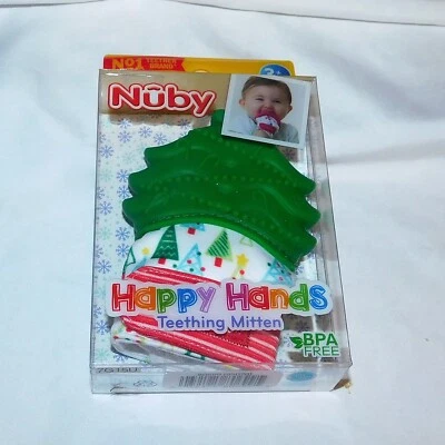 New Baby First Christmas Nuby Teething Mitten Christmas Tree Stocking Teether - Image 1 of 2