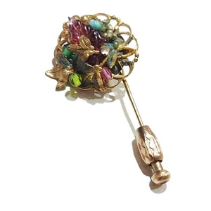 Miriam Haskell brooch Stick Pin glass Vintage 50s Rare unsigned Pearl's Beaded - Picture 1 of 15