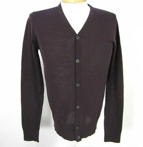 AllSaints Long Sleeve V Neck Wool Cardigan Sweater Size L Large Solid Brown - Picture 1 of 11