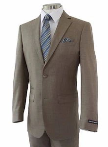 Alberto Cardinali Men's Taupe Sharkskin 2 Button Slim Fit Suit NEW - Picture 1 of 5