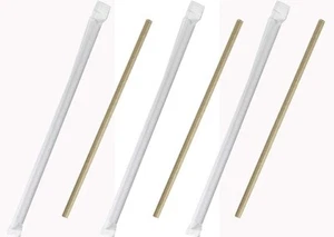 Biodegradable Individually Wrapped Drinking Paper Eco Straws Brown 6 x 230mm - Picture 1 of 5